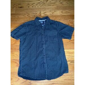 Monument Black Patterned Button Down Short Sleeved Shirt Size Medium‎